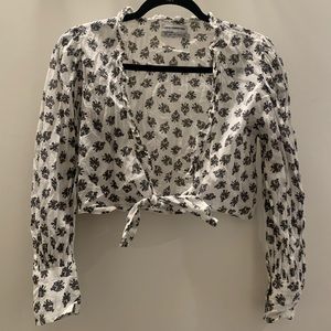 Urban Outfitters Floral Front Tie Blouse Size Small